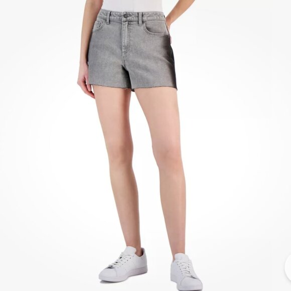 NEW! INC International Concepts Shorts High Rise Frayed Hem Denim Gray 12 Cotton - Picture 1 of 16